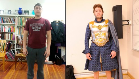 The actor of Idomeneo, Ben, at his first fitting and final fitting.